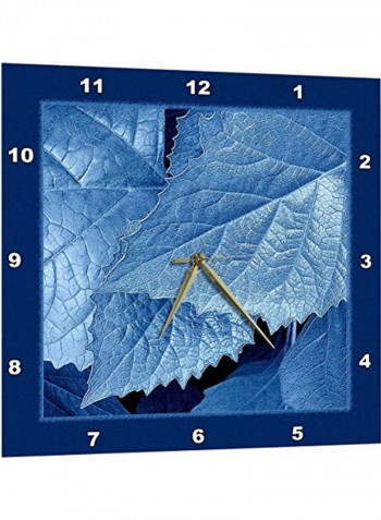 Leaves Printed Analog Wall Clock Blue 13x13x0.1inch