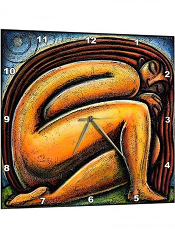 Moonlight Meditation Spiritual Women Wall Clock Multicolour 13x13inch