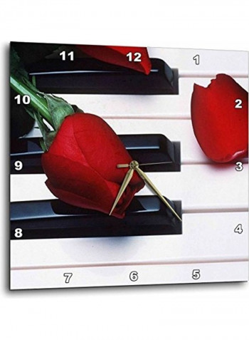 Red Tulips On Piano Keys Wall Clock Multicolour 13 X 13inch