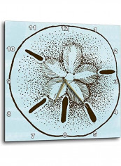 Sand Dollar Shells Beach Theme Art Wall Clock Blue/Brown 13x13inch