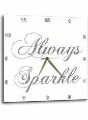 Always Sparkle Printed Wall Clock White/Silver 13x13x0.1inch