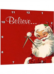 Believe Santa Printed Wall Clock Red/White/Beige 13x13x0.1inch