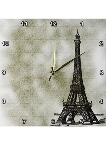 Eiffel Tower Printed Wall Clock Multicolour 13x13x0.1inch
