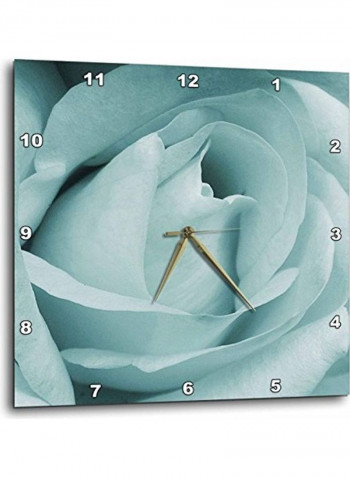 Pale Aqua Rose Printed Wall Clock Blue 13x13inch