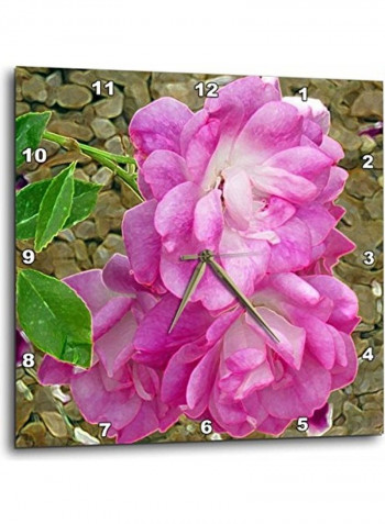 Flower Printed Analog Wall Clock Multicolour 13x13x0.1inch