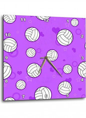 Volleyball Printed Analog Wall Clock Purple/White 13x13x0.1inch