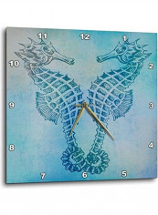 Aqua Seahorses Printed Analog Wall Clock Multicolour 13x13x0.1inch