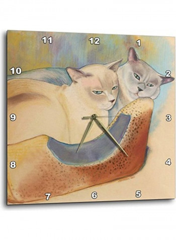 Cats Printed Wall Clock Multicolour 13x13inch