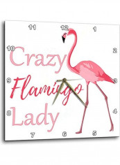 Crazy Flamingo Lady Wall Clock Multicolour 13x13inch
