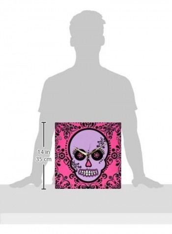 Day Of The Dead Skull Wall Clock Multicolour 13x13inch