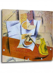Painting Picasso Bowl N Fruit Printed Analog Wall Clock Multicolour 13x13x0.1inch