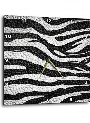African Zebra Skin Printed Wall Clock White/Black 13x13x0.1inch