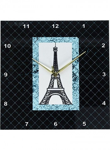 Eiffel Tower On A Diamond Pattern Background Wall Clock Multicolour 13 X 13inch