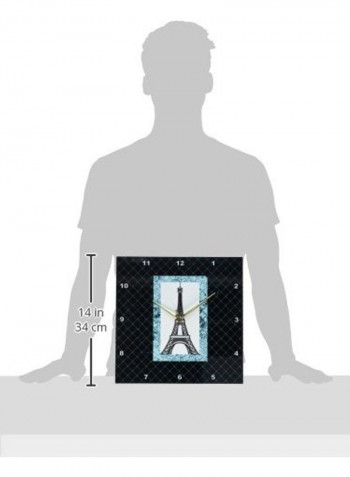 Eiffel Tower On A Diamond Pattern Background Wall Clock Multicolour 13 X 13inch