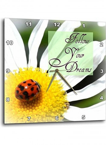 Ladybug Printed Analog Wall Clock Multicolour 13x13x0.1inch