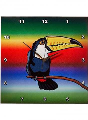 Toucan Bird With Tropical Background Wall Clock Multicolour 15 X 15inch