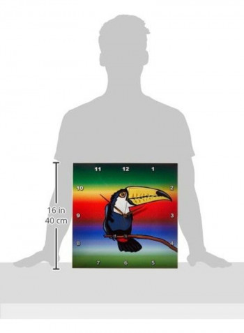 Toucan Bird With Tropical Background Wall Clock Multicolour 15 X 15inch