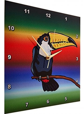 Toucan Bird With Tropical Background Wall Clock Multicolour 15 X 15inch