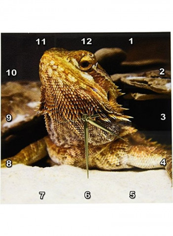 Lizard Printed Analog Wall Clock Multicolour 13x13x0.1inch