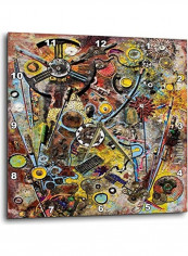 Mosaic Of Shapes Printed Analog Wall Clock Multicolour 13x13x0.1inch