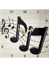 Music Notes Printed Wall Clock Grey/Black 13x13x0.1inch