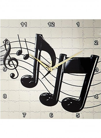 Music Notes Printed Wall Clock Grey/Black 13x13x0.1inch