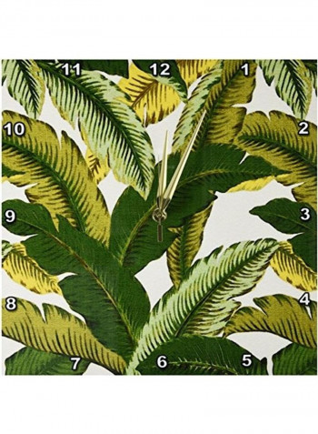 Tropical Palm Fronds Motiff Wall Clock Multicolour 13 X 13inch