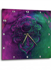 Vintage Green Purple Graphic Wall Clock Multicolour 13 X 13inch