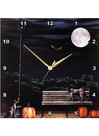Night In The Park Printed Analog Wall Clock Multicolour 13x13x0.1inch