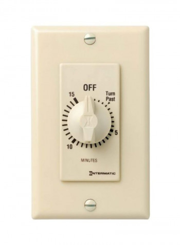 15-Minute Spring-Loaded Wall Timer For Lights And Fans Ivory 1.6x2.79x1.19inch