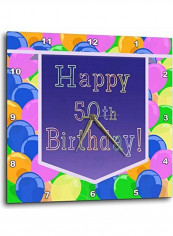 Happy 50th Birthday Printed Wall Clock Multicolour 13x13x0.1inch