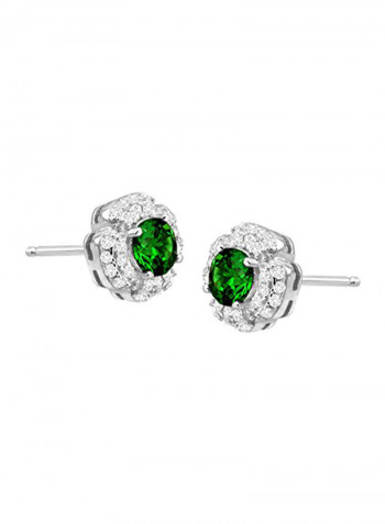 1.36 Carat Emerald And Sapphire 925 Sterling Silver Stud Earrings