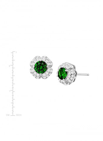 1.36 Carat Emerald And Sapphire 925 Sterling Silver Stud Earrings