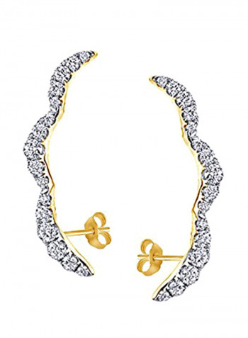 14 Karat Gold Plated Sterling Silver Cubic Zirconia Stud Earrings