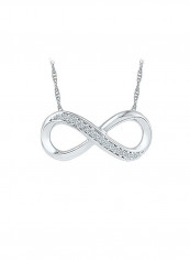 925 Sterling Silver 0.10 Ct Diamond Studded Infinity Necklace