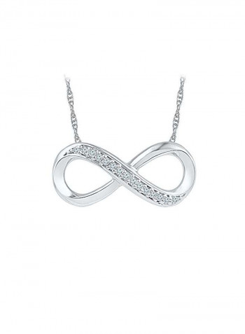 925 Sterling Silver 0.10 Ct Diamond Studded Infinity Necklace