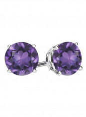 925 Sterling Silver Amethyst Gemstone Stud Earrings