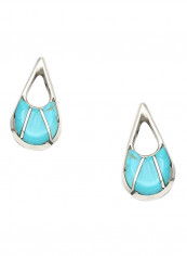 Sterling Silver Turquoise Inlaid Stud Earrings