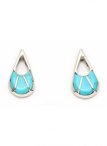 Sterling Silver Turquoise Inlaid Stud Earrings