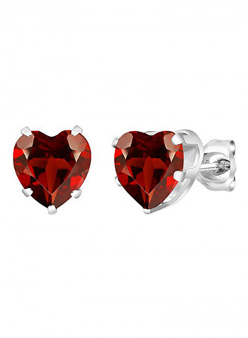 925 Sterling Silver Garnet Stud Earrings
