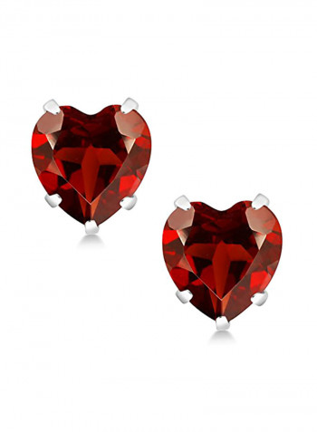 925 Sterling Silver Garnet Stud Earrings