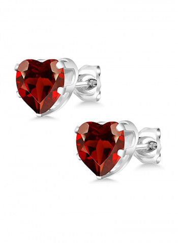 925 Sterling Silver Garnet Stud Earrings