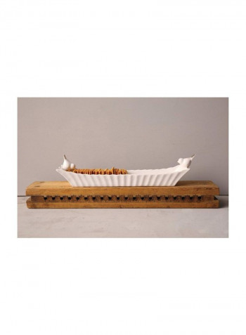 Ceramic Cracker Dish White 15.6x3x3.2inch
