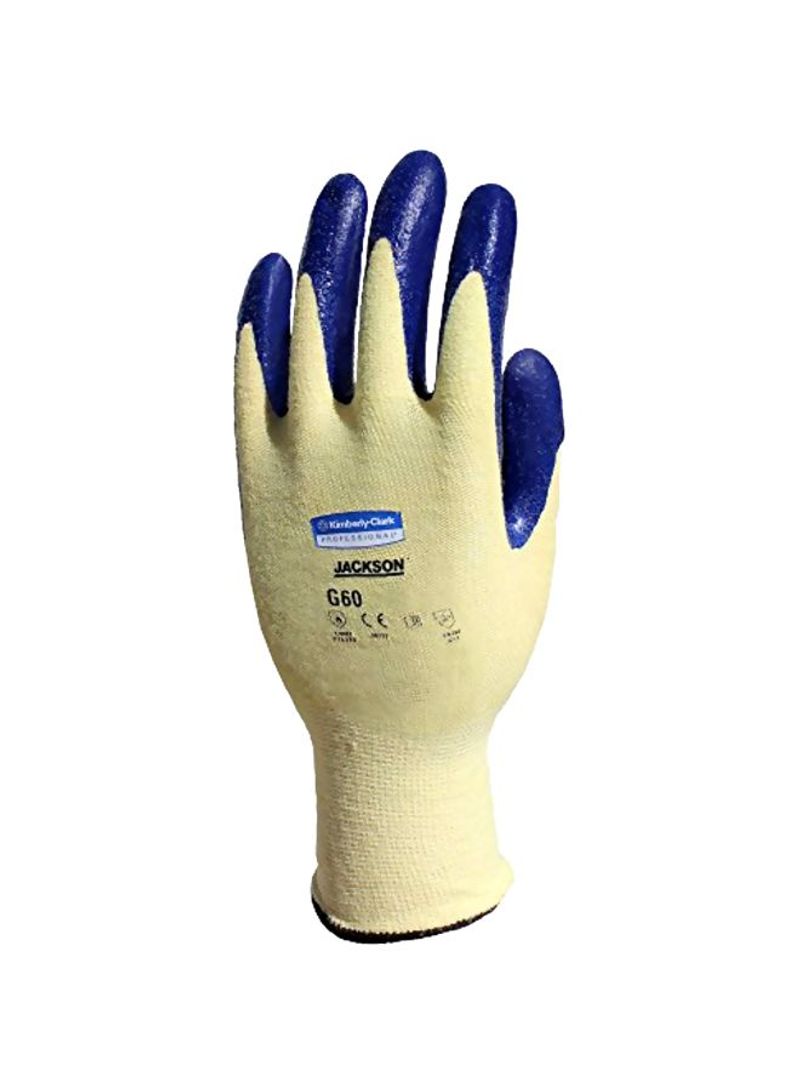Pair Of 12 Nitrile Coated Cut Resistant Gloves Blue/Yellow