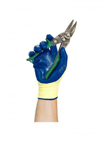 Pair Of 12 Nitrile Coated Cut Resistant Gloves Blue/Yellow