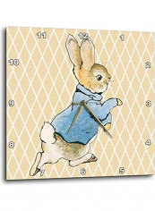 Peter Rabbit Printed Analog Wall Clock Beige/Blue 13x13x0.1inch