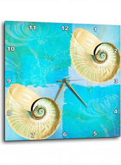 Two Shells With Starfish In Aqua And Blues Ocean Colors Beach Theme Wall Clock Multicolour 13 X 13inch