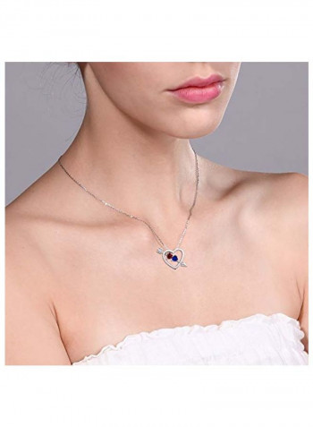 925 Sterling Silver 1.21 Ct Ruby And Sapphire Studded Heart And Arrow Pendant Necklace
