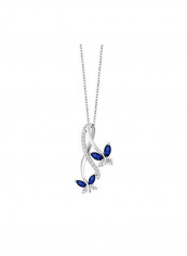 925 Sterling Silver Sapphire And Cubic Zirconia Studded Butterfly Infinity Pendant Necklace