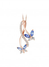 925 Sterling Silver Tanzanite Studded Butterfly Pendant